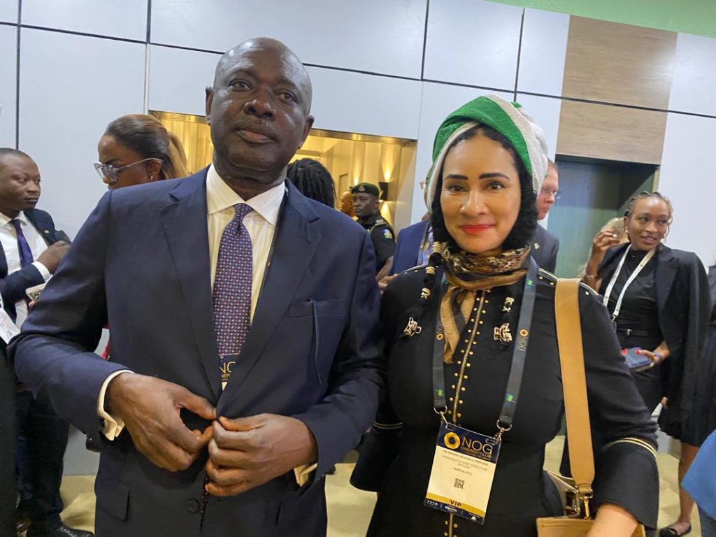 Nigeria's Minister of State for Petroleum Resource (Oil) Heineken Lokpobiri and the Former DG. NIGERIA Tourism Development Commission Mrs. Hon. Sally Mbanefo at the just concluded Oil and Gas Energy Summit 2024 in Lagos.